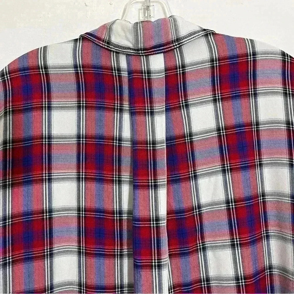 SAM EDELMAN Red, White, and Blue Plaid Woman Button Down | size Large - Picture 8 of 13